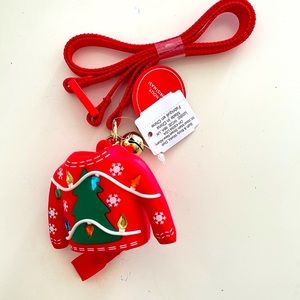 Bath & Body Works Christmas Sweater Top Lanyard Jingle Bell Pocket *Bac Holder